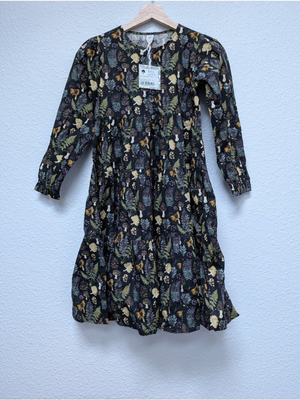 Kate Quinn Organic Cotton Black Autumn Botanical Prairie Dress 10Y Long Sleeve